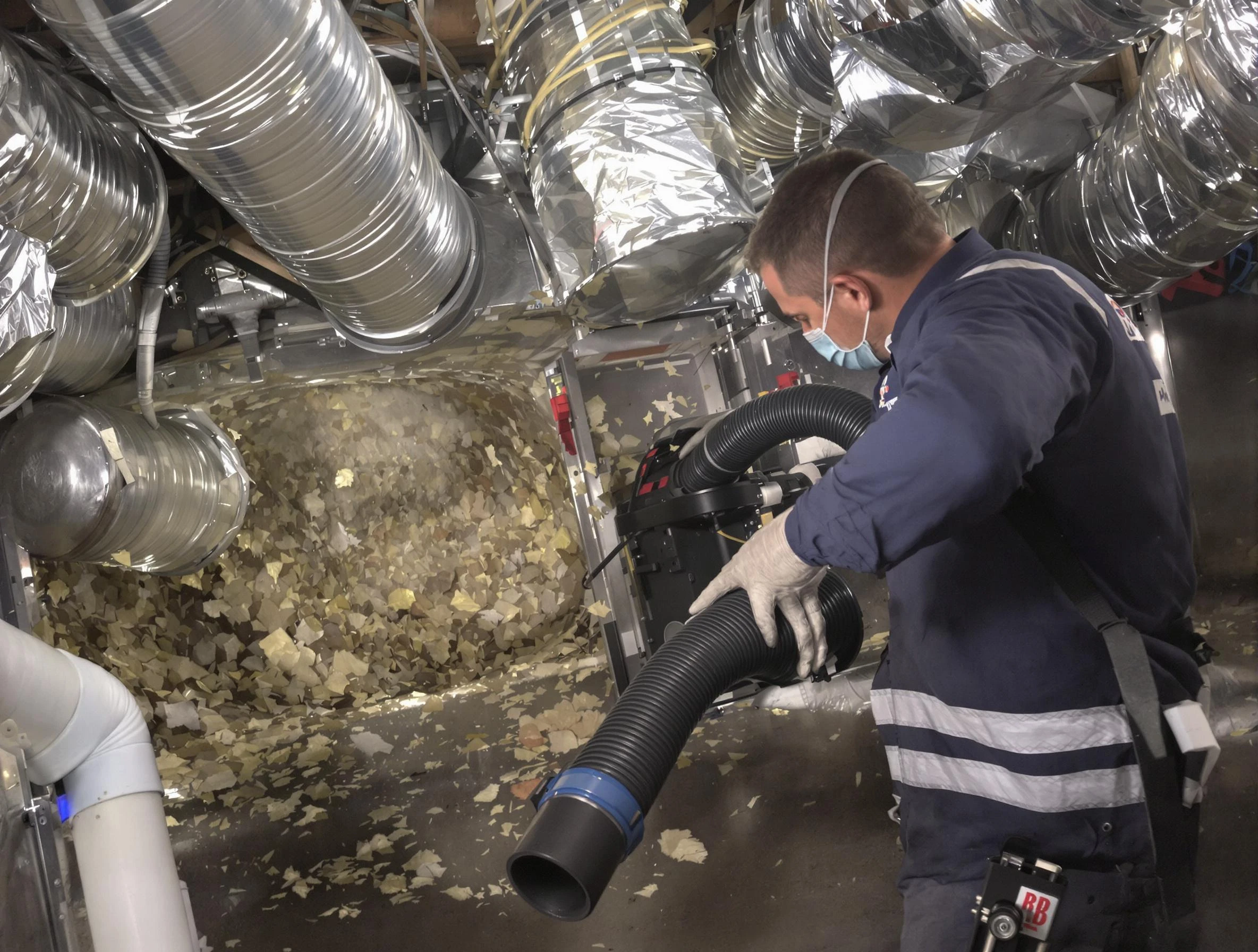 Worcester Air Duct Cleaning specialist operating negative pressure cleaning equipment for thorough duct maintenance in Worcester